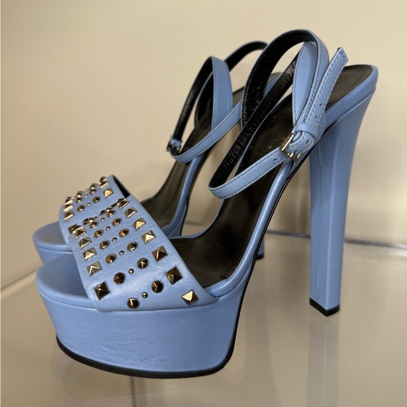 Gucci Studded Platform Sandals Baby Blue Size 37 - Picture 2 of 14